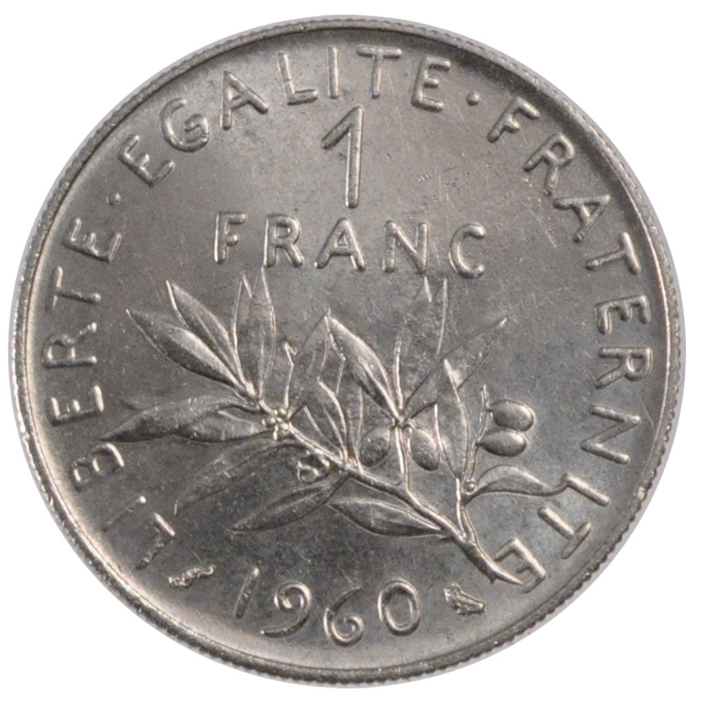 Coin, France, Semeuse, Franc, 1960, Paris, AU(55-58), Nickel, KM:925.1