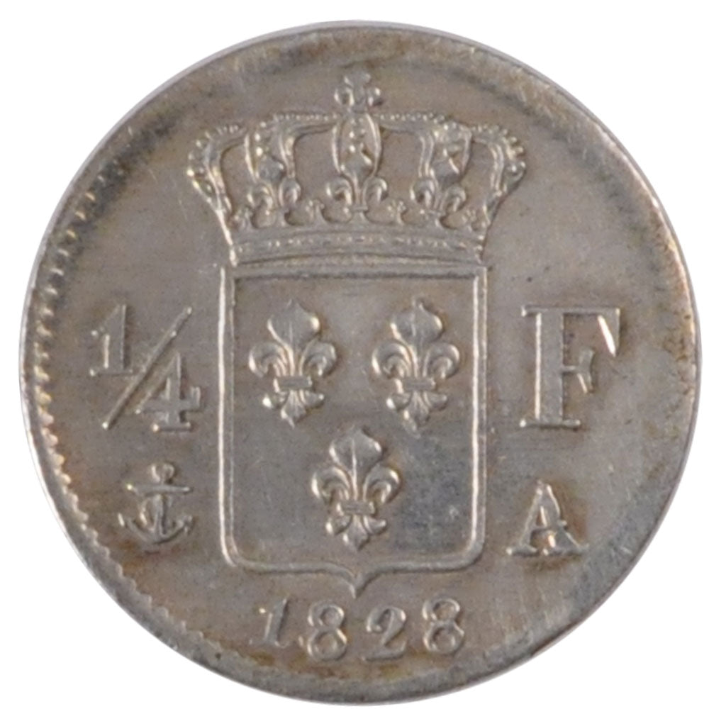Münze, Frankreich, Charles X, 1/4 Franc, 1828, Paris, VZ, Silber, Gadoury:353