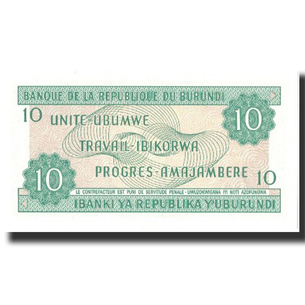 Billete, 10 Francs, 1989, Burundi, KM:33b, 1989-10-01, UNC