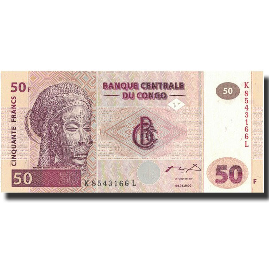 Banknot, Republika Demokratyczna Konga, 50 Francs, 2000, 2000-01-04, KM:91a