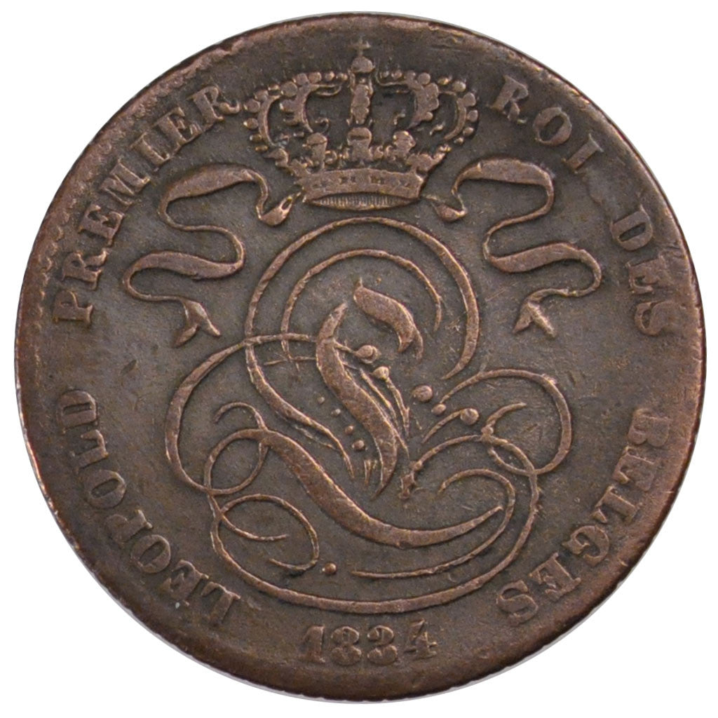 Coin, Belgium, Leopold I, 5 Centimes, 1834, EF(40-45), Copper, KM:5.1