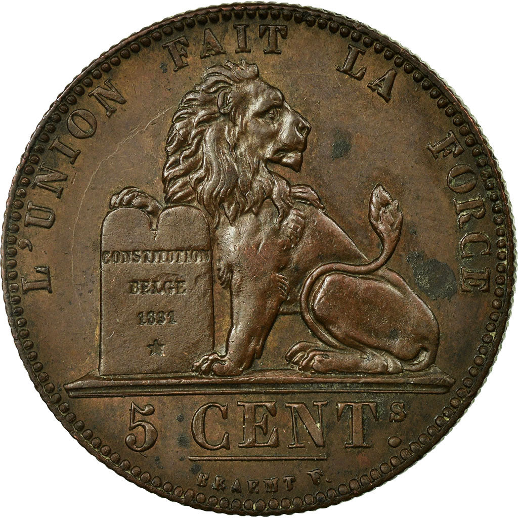 Belgium, Leopold I, 5 Centimes, 1847, Brussels, Copper, AU(55-58), KM:5.2