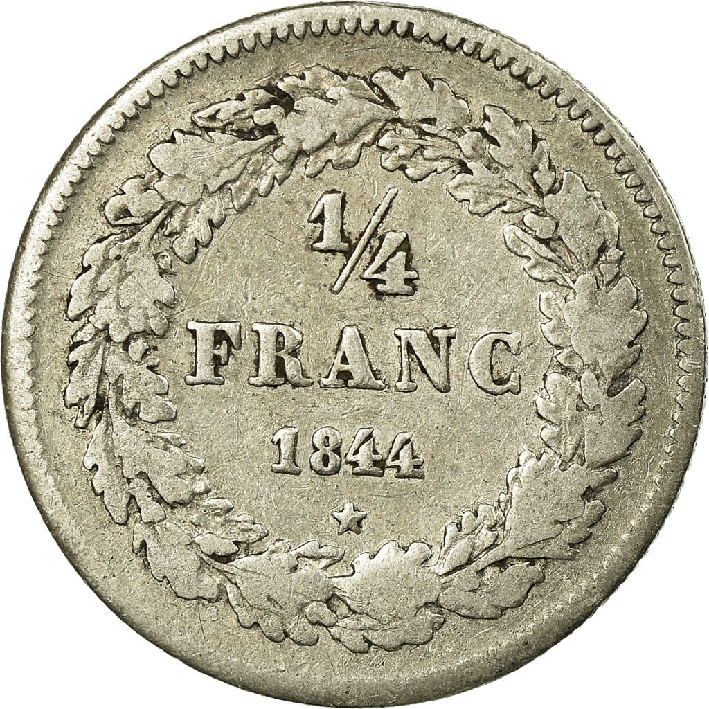 Moneta, Belgia, Leopold I, 1/4 Franc, 1844, EF(40-45), Srebro, KM:8