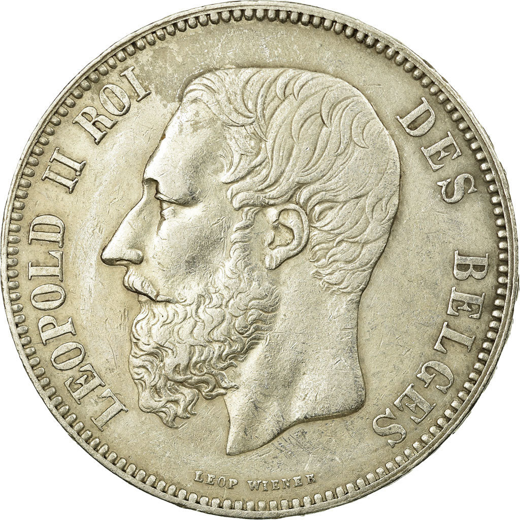 Coin, Belgium, Leopold II, 5 Francs, 5 Frank, 1867, AU(50-53), Silver, KM:24
