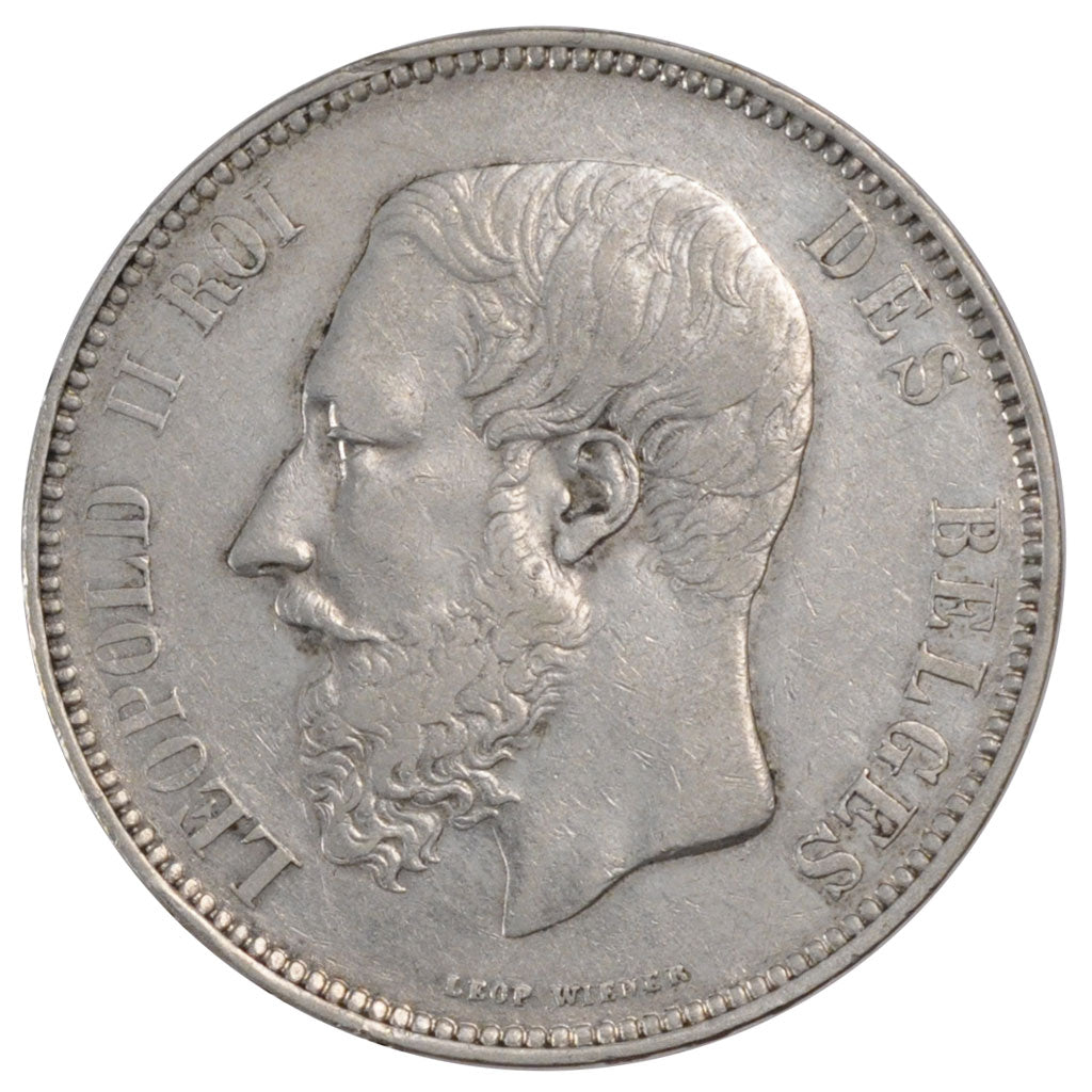 Coin, Belgium, Leopold II, 5 Francs, 5 Frank, 1867, EF(40-45), Silver, KM:24