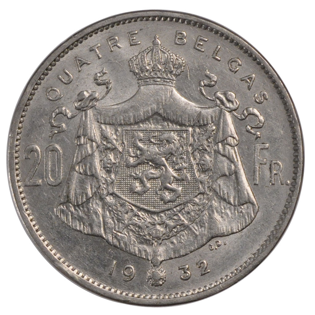Monnaie, Belgique, 20 Francs, 20 Frank, 1932, TTB, Nickel, KM:101.1