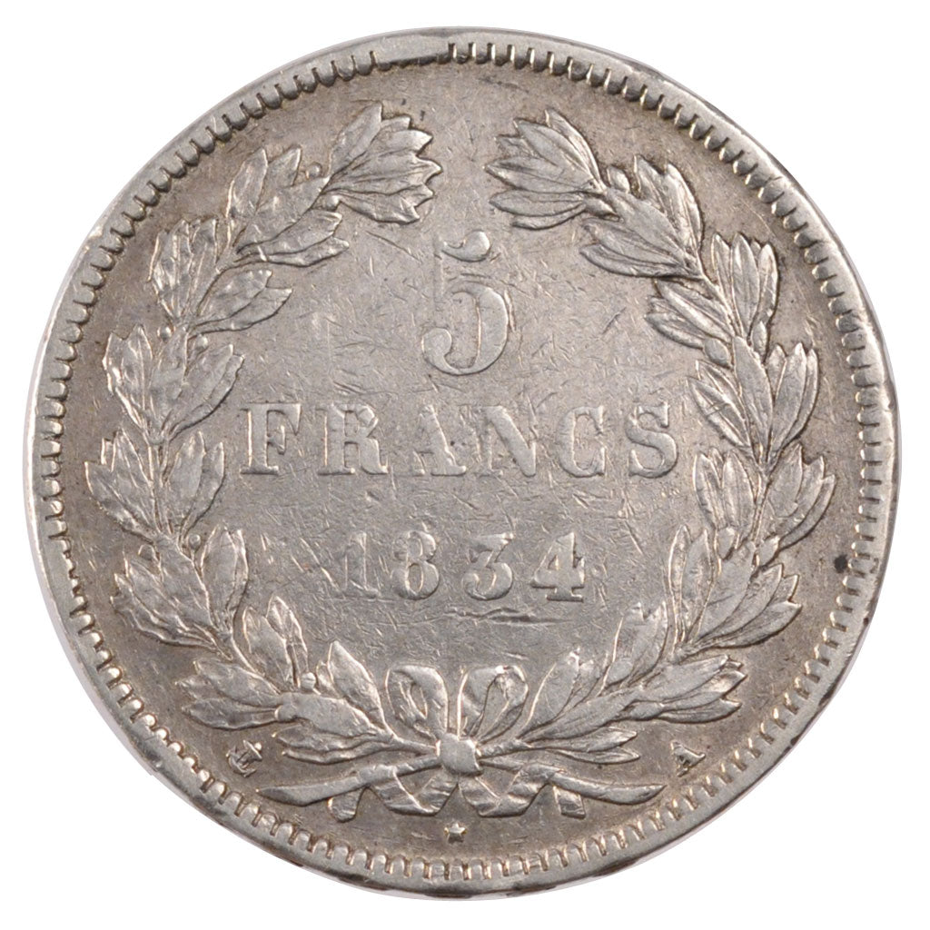 Münze, Frankreich, Louis-Philippe, 5 Francs, 1834, Paris, SS, Silber