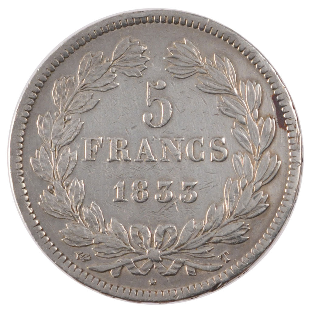 Monnaie, France, Louis-Philippe, 5 Francs, 1833, Nantes, TTB, Argent, KM:749.12