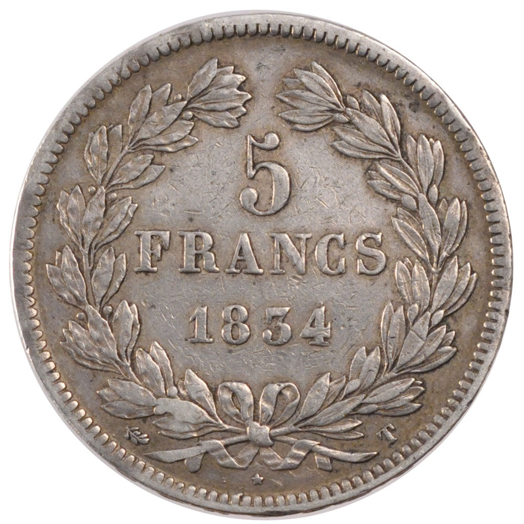Münze, Frankreich, Louis-Philippe, 5 Francs, 1834, Nantes, SS, Silber