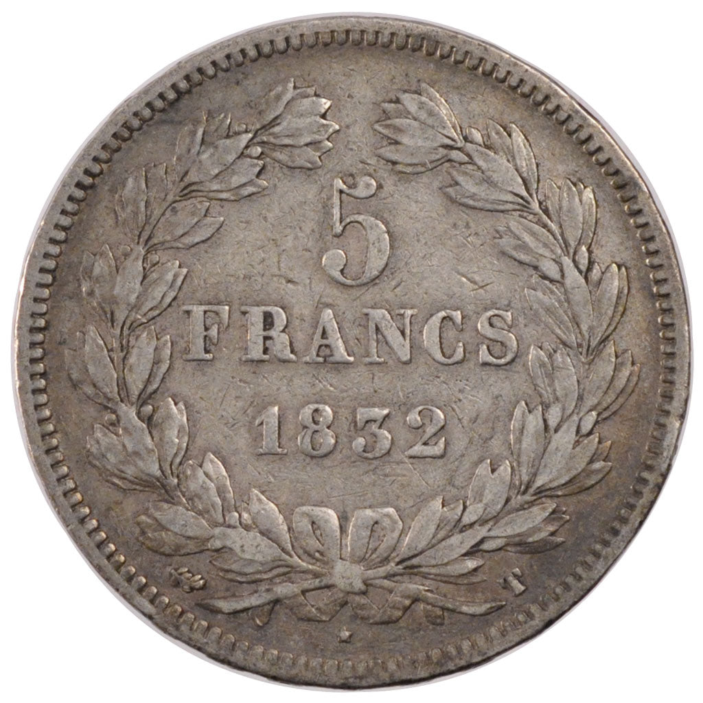 Coin, France, Louis-Philippe, 5 Francs, 1832, Nantes, VF(30-35), Silver