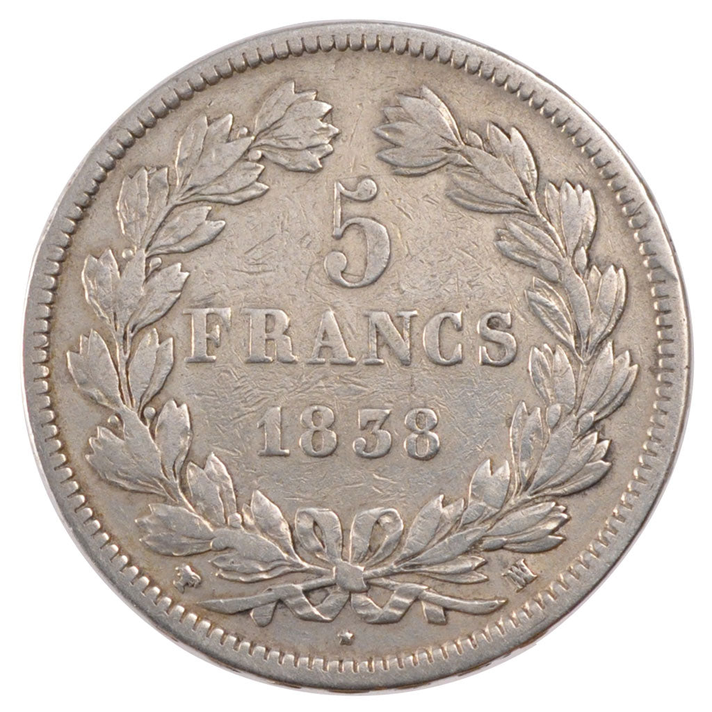 Monnaie, France, Louis-Philippe, 5 Francs, 1838, Marseille, TTB, Argent