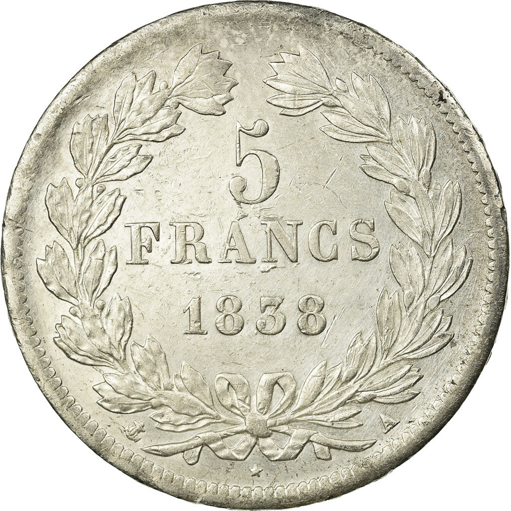 Münze, Frankreich, Louis-Philippe, 5 Francs, 1838, Paris, VZ, Silber, KM:749.1