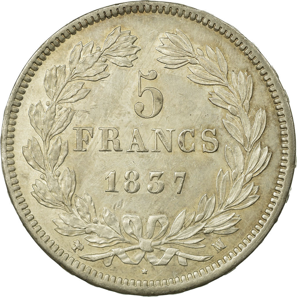 Monnaie, France, Louis-Philippe, 5 Francs, 1837, Marseille, SUP, Argent