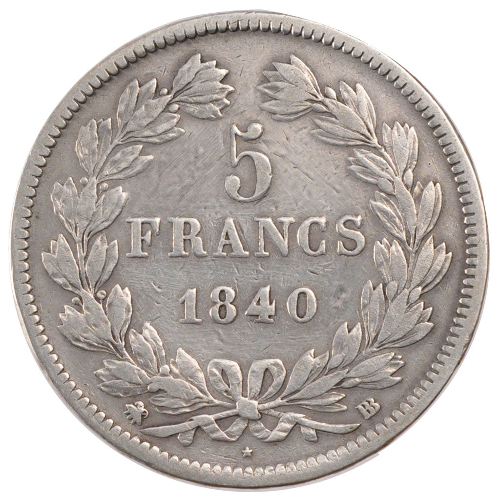 Monnaie, France, Louis-Philippe, 5 Francs, 1840, Strasbourg, TB+, Argent