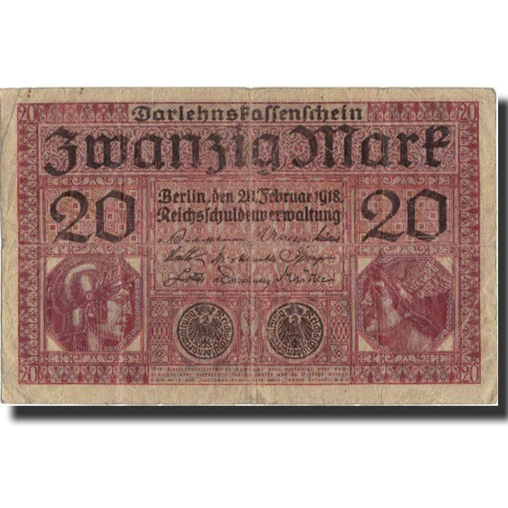 Banknote, Germany, 20 Mark, 1918, 1918-02-21, KM:57, VF(20-25)