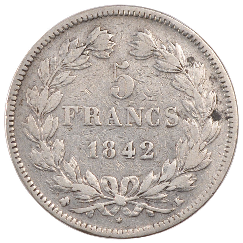 Monnaie, France, Louis-Philippe, 5 Francs, 1842, Bordeaux, TB+, Argent