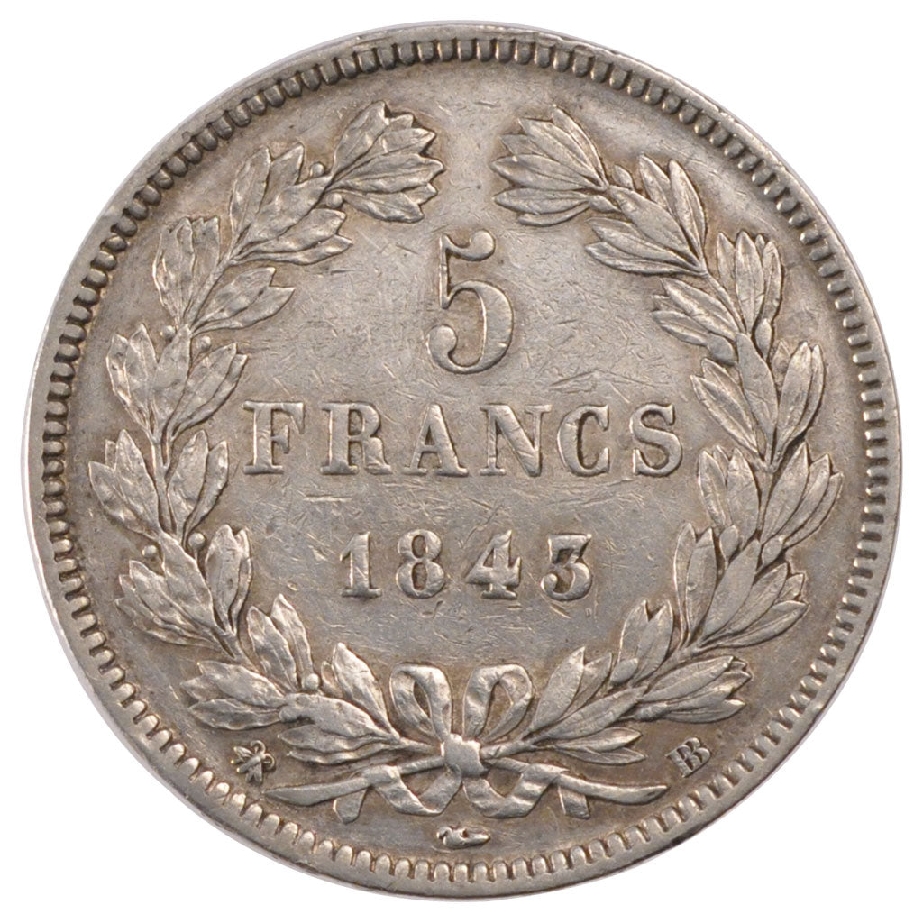 Monnaie, France, Louis-Philippe, 5 Francs, 1843, Strasbourg, TTB, Argent
