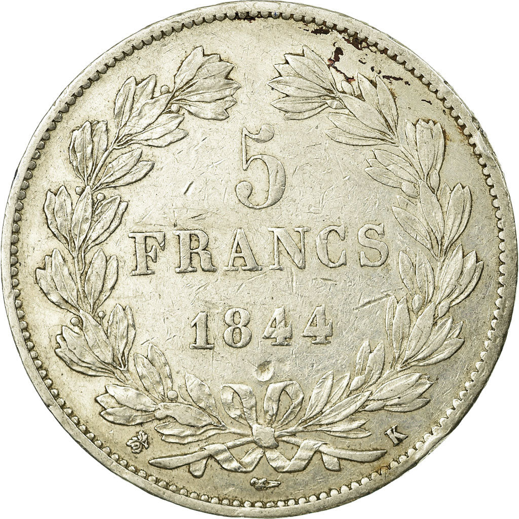 Monnaie, France, Louis-Philippe, 5 Francs, 1844, Bordeaux, TTB, Argent