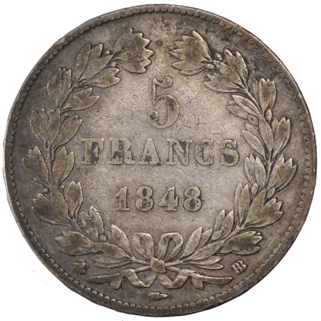 Monnaie, France, Louis-Philippe, 5 Francs, 1848, Strasbourg, TTB, Argent