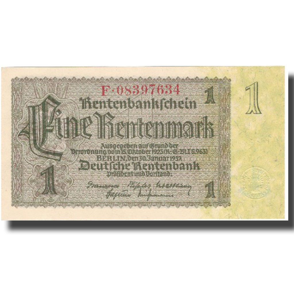 Biljet, Duitsland, 1 Rentenmark, 1937, 1937, KM:173b, NIEUW