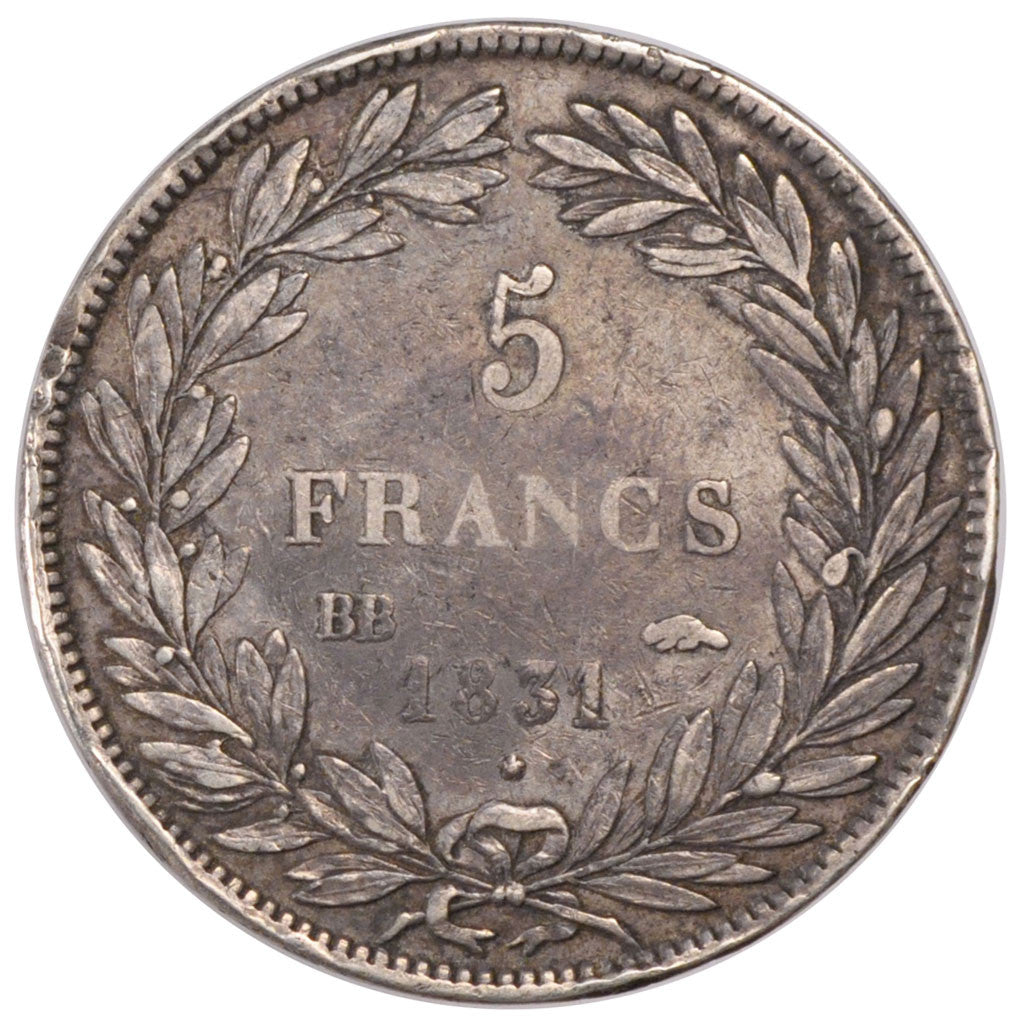 Monnaie, France, Louis-Philippe, 5 Francs, 1831, Strasbourg, TB+, Argent