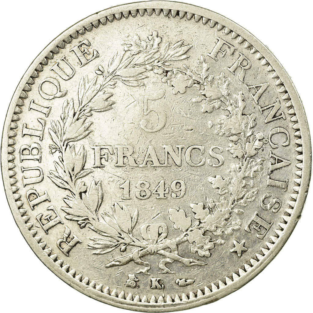Monnaie, France, Hercule, 5 Francs, 1849, Bordeaux, TB+, Argent, KM:756.4