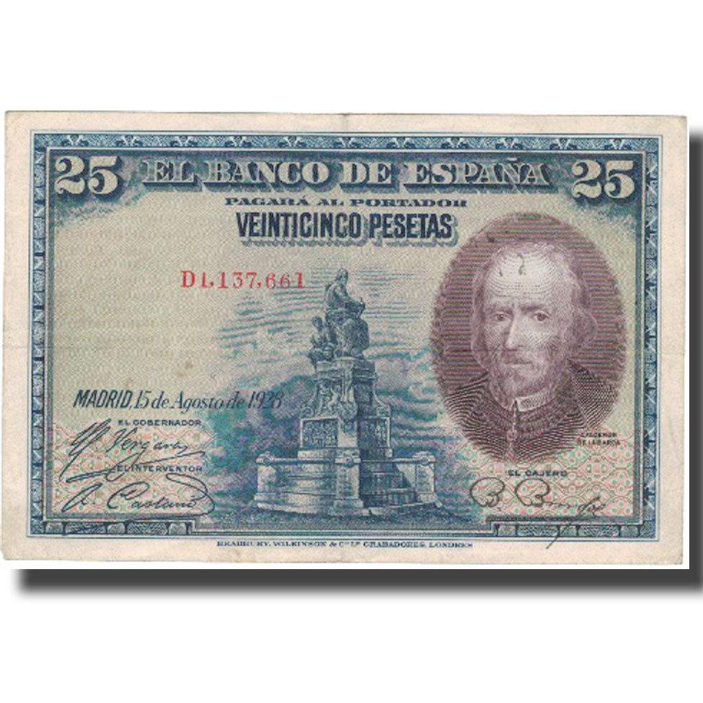 Banknote, Spain, 25 Pesetas, 1928, 1928-08-15, KM:74b, EF(40-45)