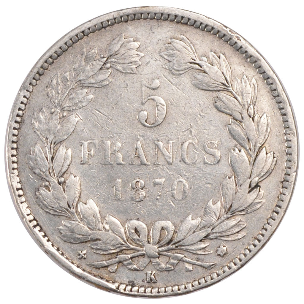 Monnaie, France, Cérès, 5 Francs, 1870, Bordeaux, TB+, Argent, KM:818.2