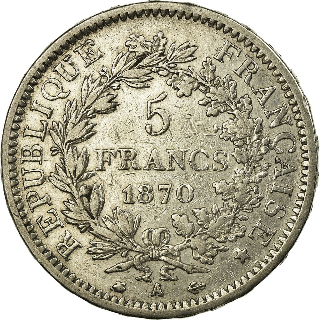 Monnaie, France, Hercule, 5 Francs, 1870, Paris, TTB, Argent, KM:820.1