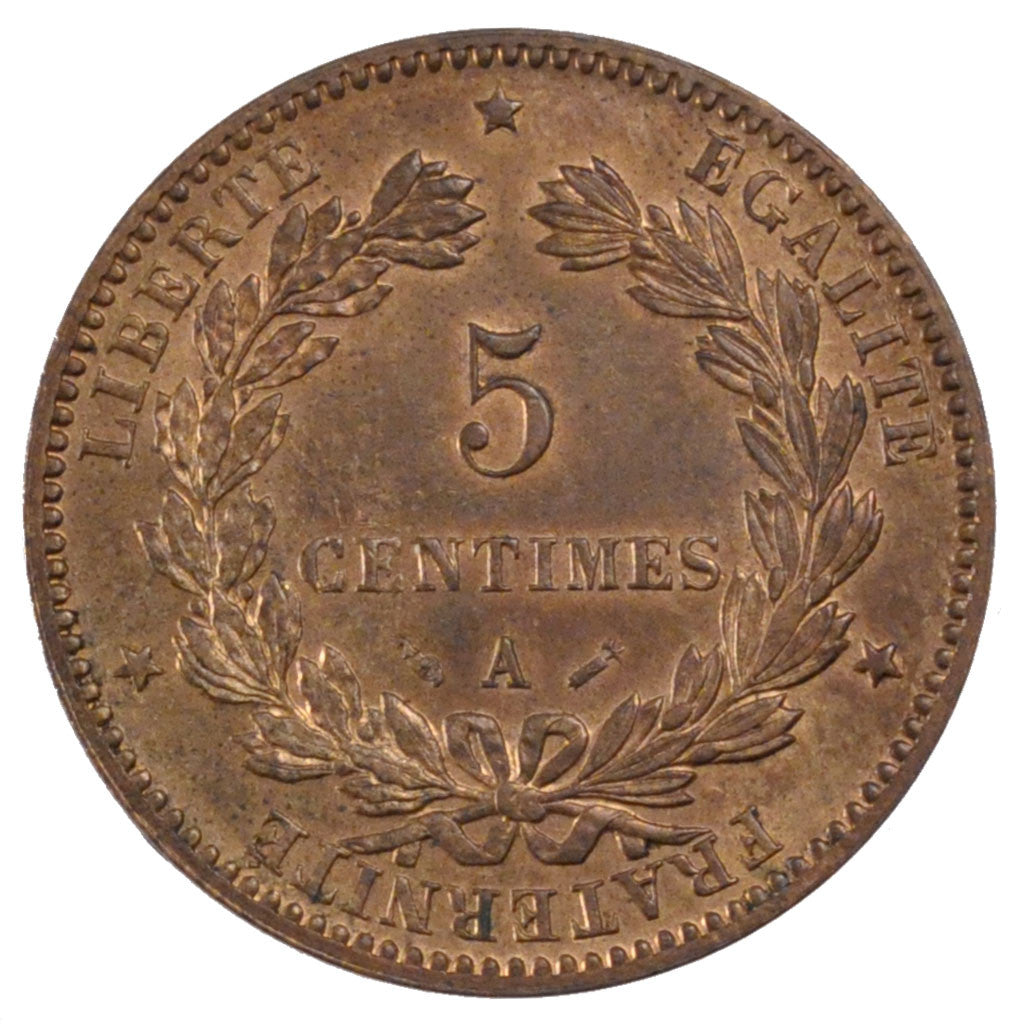 Monnaie, France, Cérès, 5 Centimes, 1881, Paris, SUP+, Bronze, KM:821.1