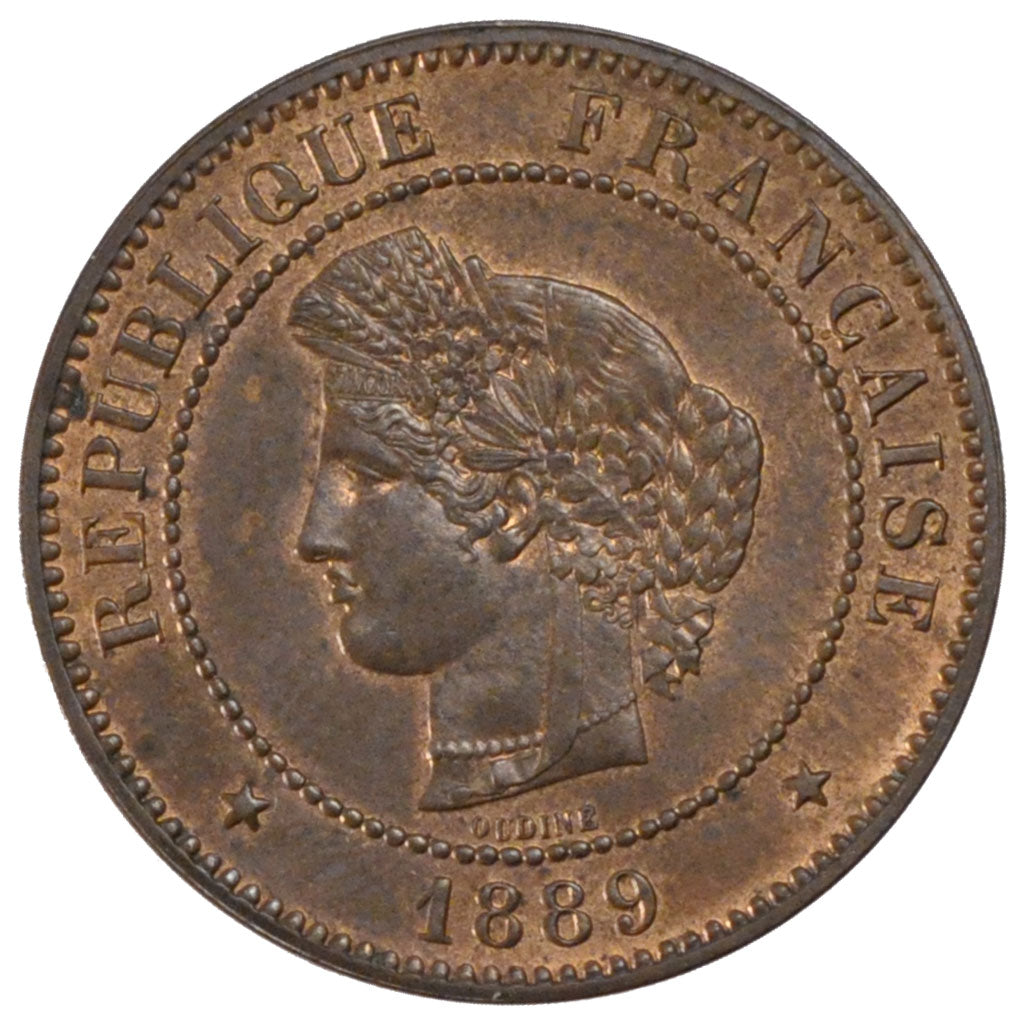 Moneta, Francia, Cérès, 5 Centimes, 1889, Paris, SPL-, Bronzo, KM:821.1