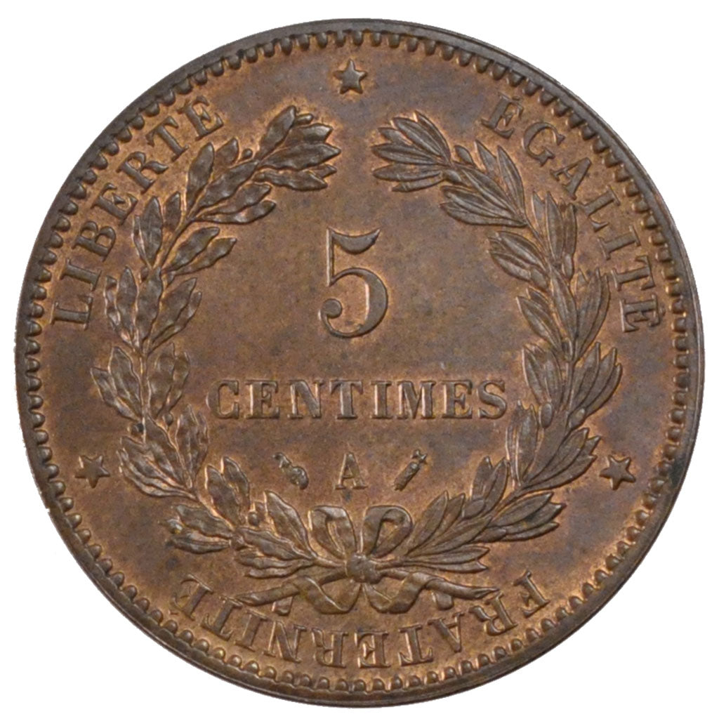 Moneta, Francia, Cérès, 5 Centimes, 1889, Paris, SPL-, Bronzo, KM:821.1