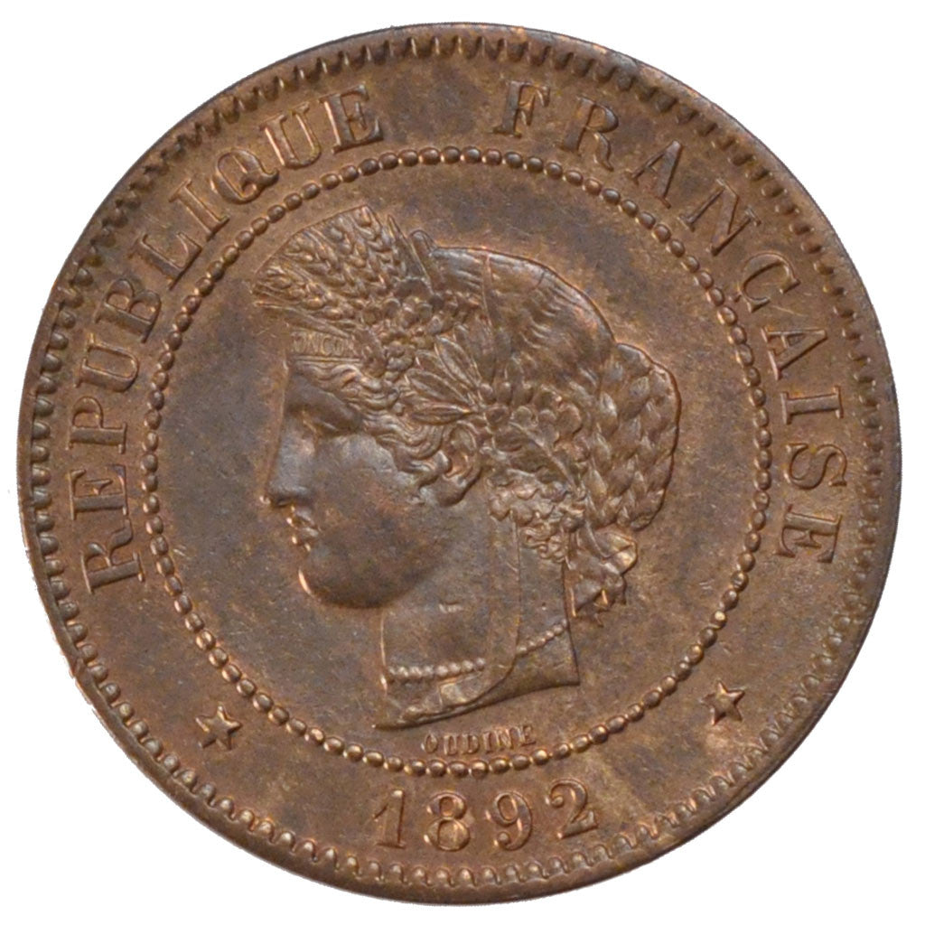Moneta, Francia, Cérès, 5 Centimes, 1892, Paris, SPL, Bronzo, Gadoury:157a