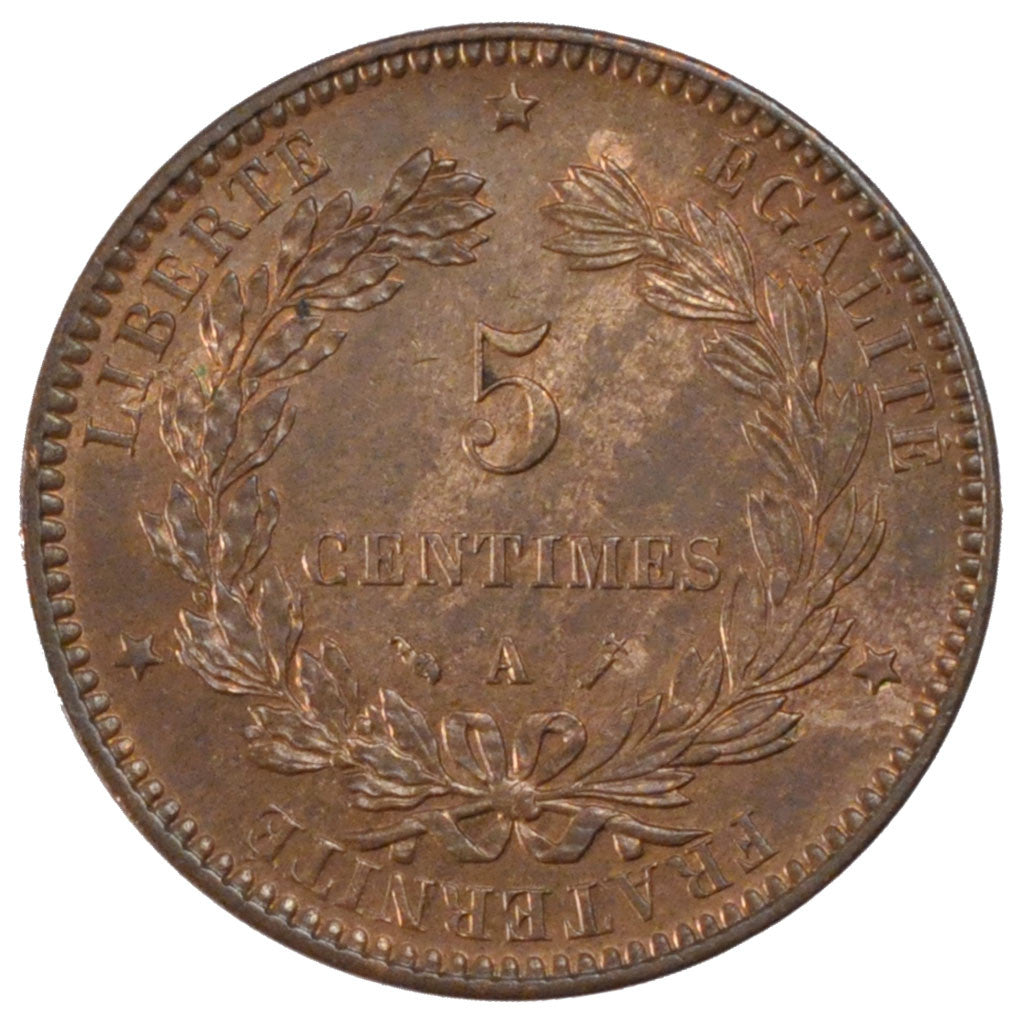 Moneta, Francia, Cérès, 5 Centimes, 1892, Paris, SPL, Bronzo, Gadoury:157a