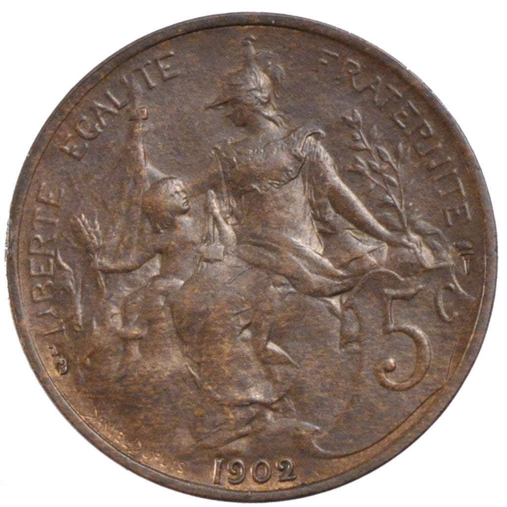 Moneda, Francia, Dupuis, 5 Centimes, 1902, MBC+, Bronce, Gadoury:165