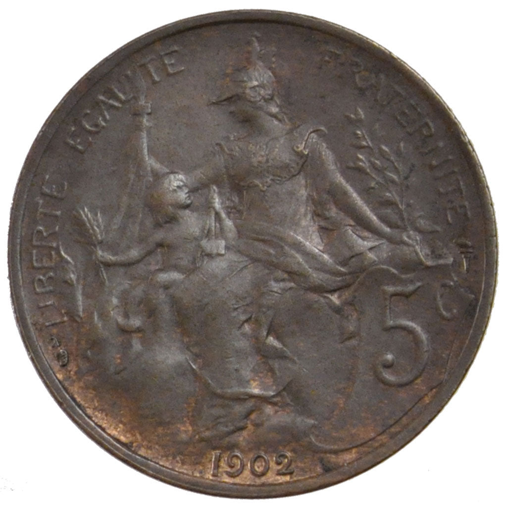 Moneda, Francia, Dupuis, 5 Centimes, 1902, Paris, EBC, Bronce, Gadoury:165