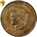 Francja, 10 Centimes, Cérès, 1890, Paris, Brązowy, PCGS, MS64RB