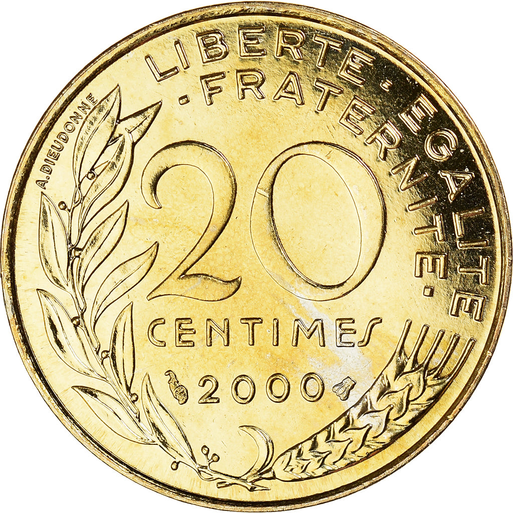 Moneta, Francia, Marianne, 20 Centimes, 2000, Paris, BU, FDC, Alluminio-bronzo
