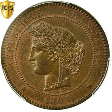 France, 10 Centimes, Cérès, 1891, Paris, Bronze, PCGS, MS64BN, Gadoury:265a