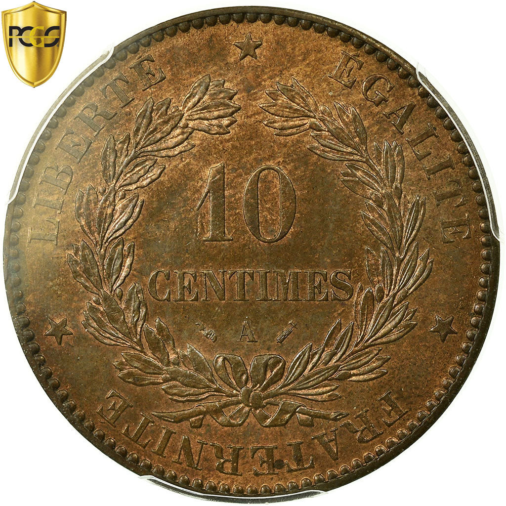 France, 10 Centimes, Cérès, 1891, Paris, Bronze, PCGS, MS64BN, Gadoury:265a