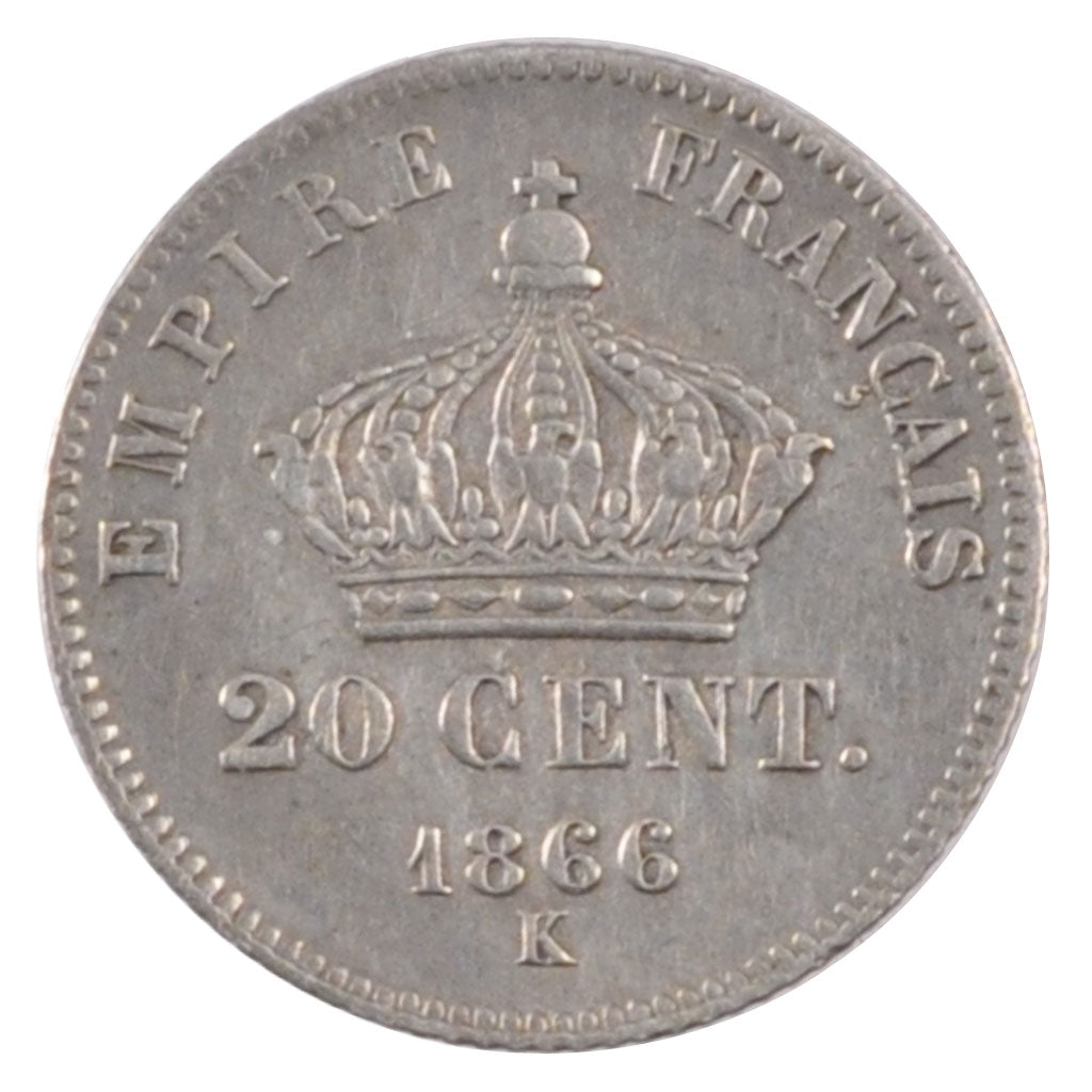 Coin, France, Napoleon III, Napoléon III, 20 Centimes, 1866, Bordeaux