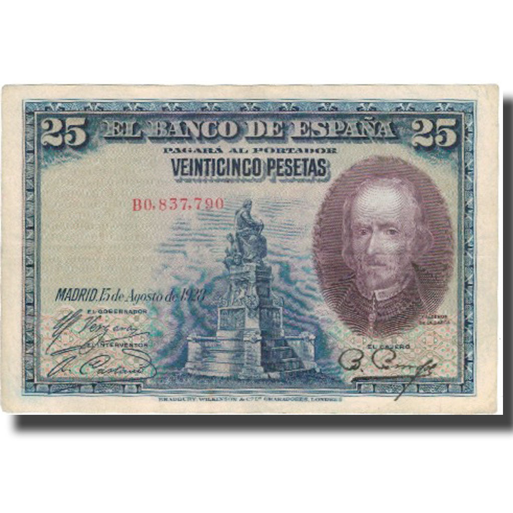 Banknot, Hiszpania, 25 Pesetas, 1928, 1928-08-15, KM:74b, EF(40-45)
