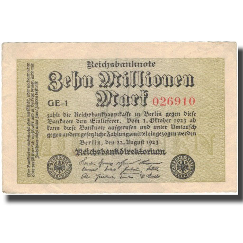 Banconote, Germania, 10 Millionen Mark, 1923, 1923-08-22, KM:106a, BB+