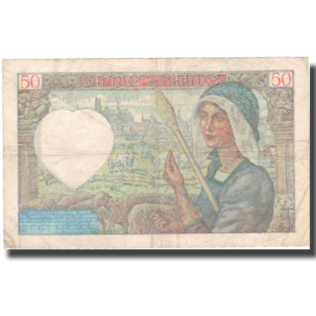Francja, 50 Francs, Jacques Coeur, 1940, 1940-09-26, EF(40-45), Fayette:19.3