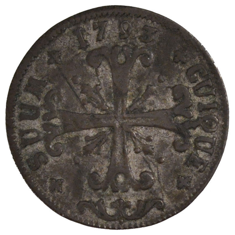 Coin, SWISS CANTONS, NEUCHATEL, 1/2 Batzen, 1793, Neuenburg, EF(40-45), Billon