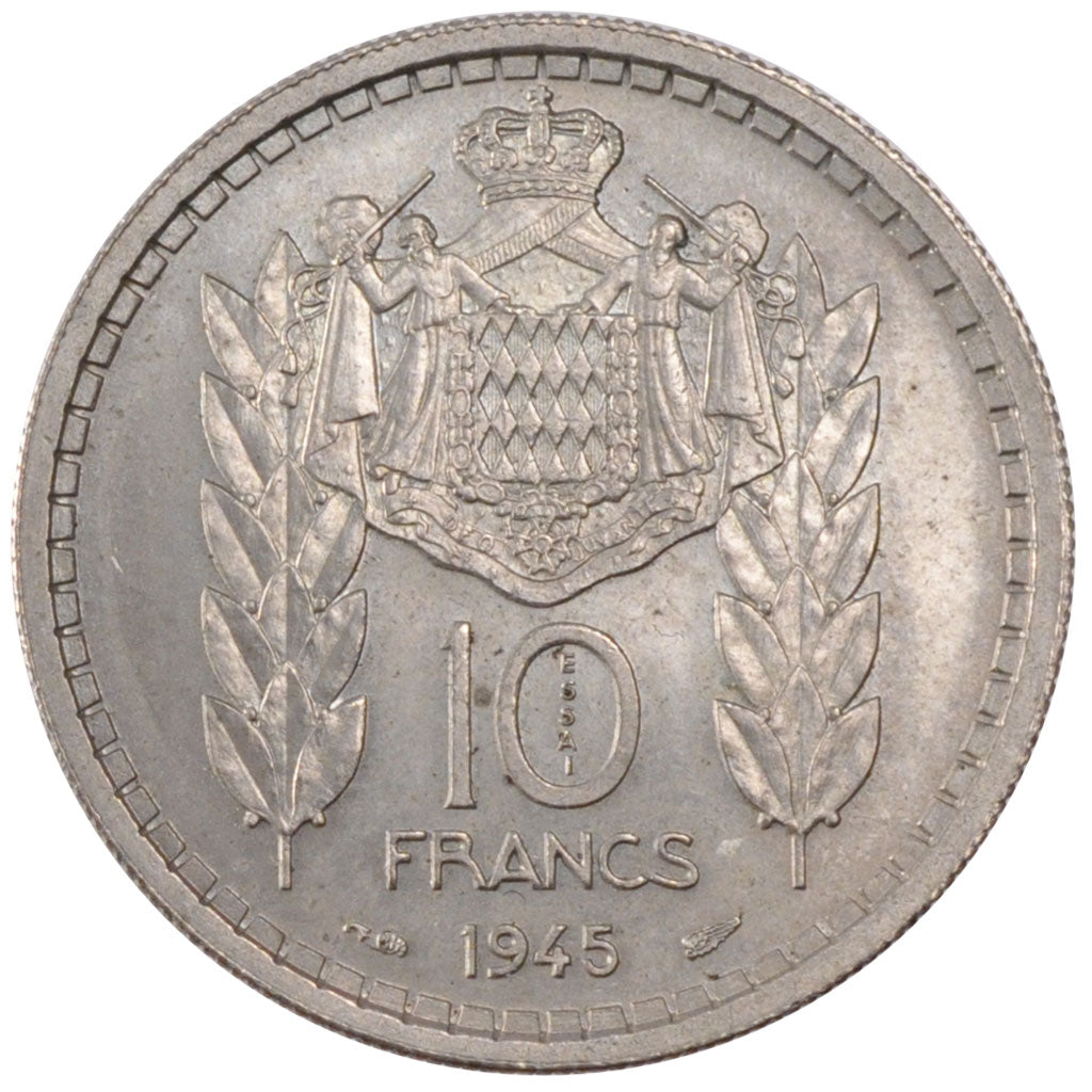 Moneta, Monaco, 10 Francs, 1945, MS(60-62), Miedź-Nikiel, KM:E18, Gadoury:136