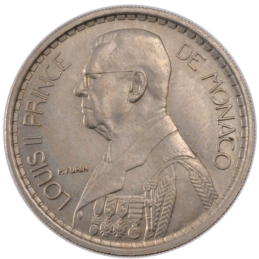 Coin, Monaco, 20 Francs, 1945, MS(60-62), Copper-nickel, KM:E20, Gadoury:137