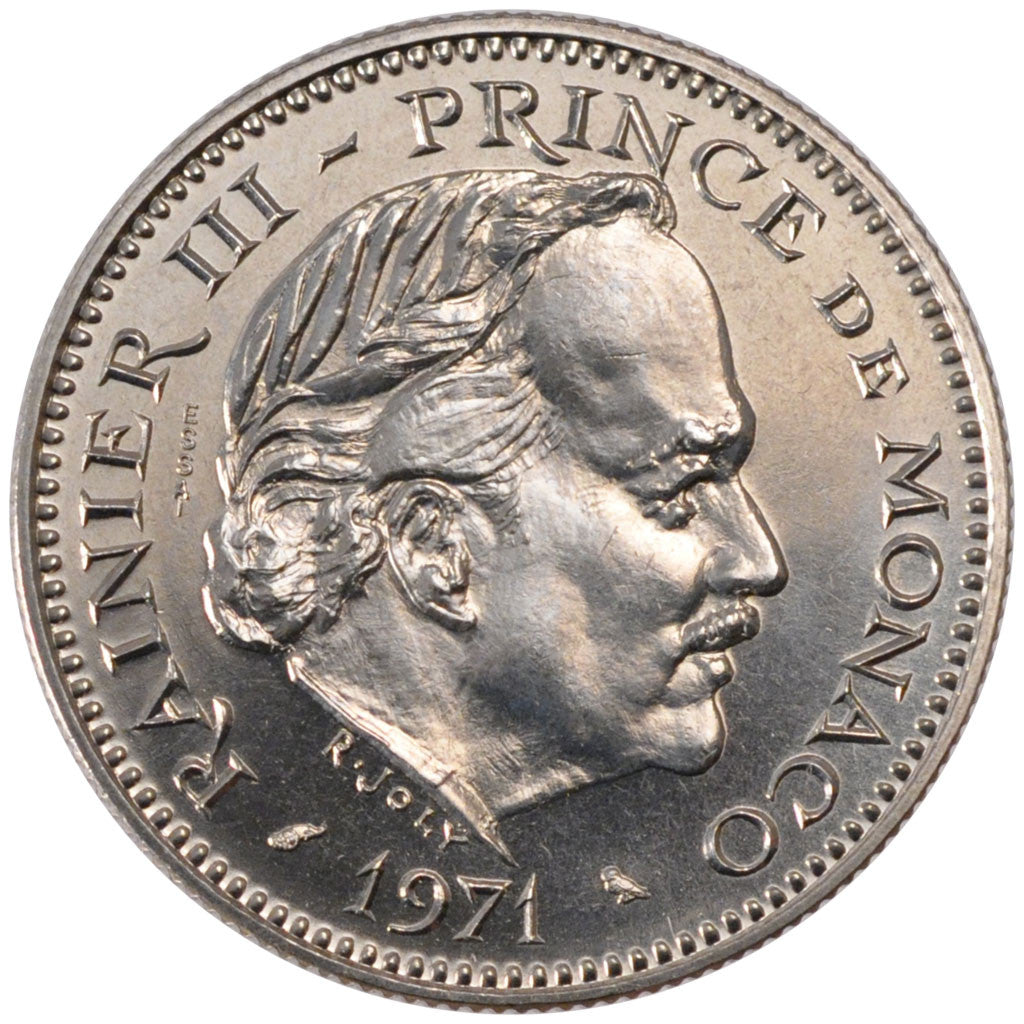 Coin, Monaco, 5 Francs, 1971, MS(60-62), Cupro-nickel, KM:E58, Gadoury:153