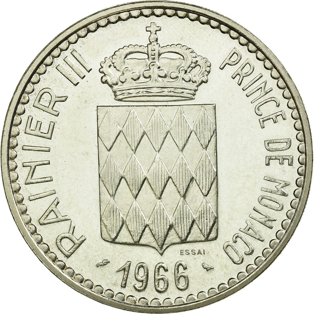 Moneta, Monaco, 10 Francs, 1966, MS(60-62), Srebro, KM:E56, Gadoury:155