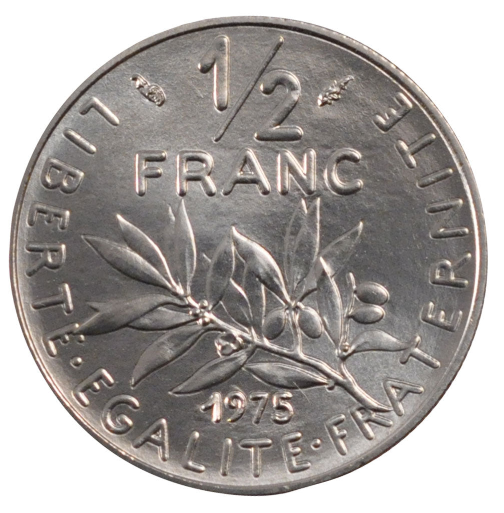 Moneta, Francja, Semeuse, 1/2 Franc, 1975, Paris, MS(65-70), Nikiel, Gadoury:429